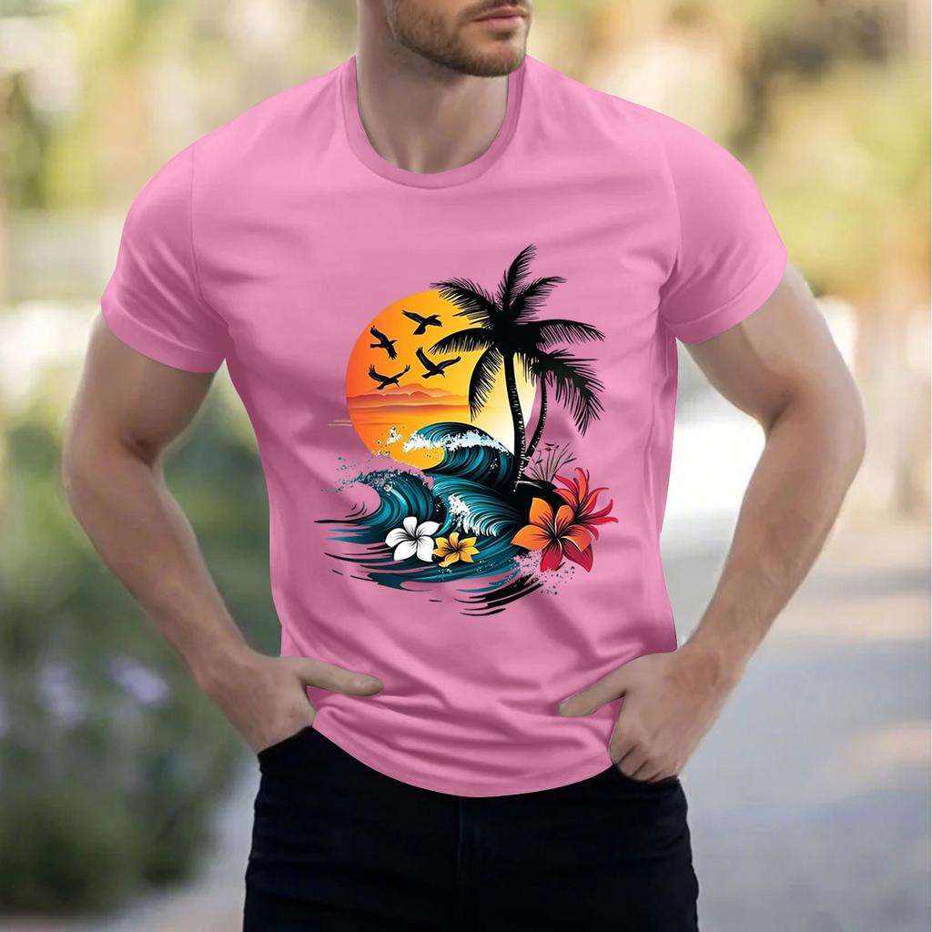 Men's Stand Collar Short Sleeve Shirt Loose Leisure Holiday Shirt Man