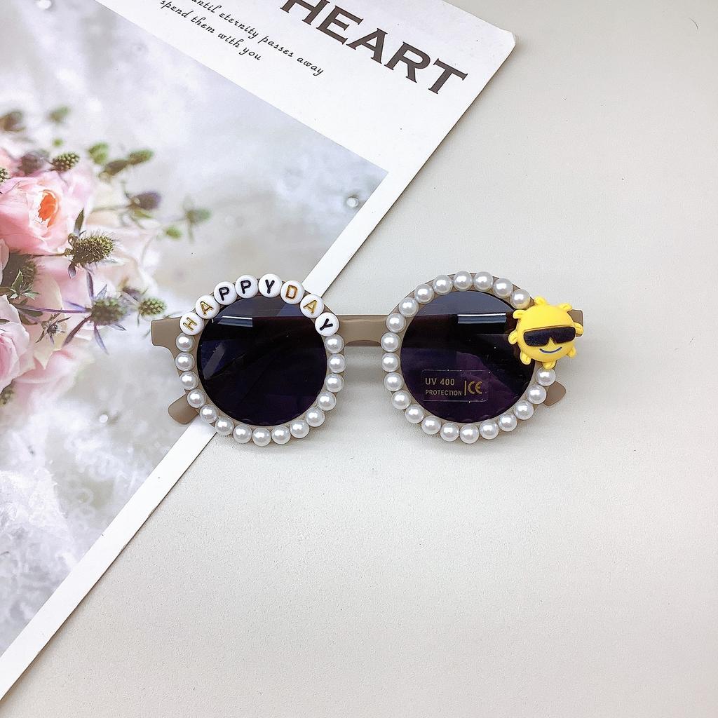 Ретро детские солнцезащитные очки Simple Temperament Diy Pearl солнцезащитные очки для мальчиков и девочек солнцезащитные очки с защитой от солнца и ультрафиолета