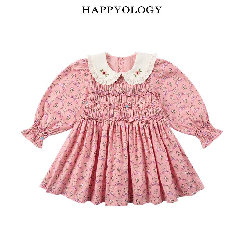 Девочковое платье Happyology ручной работы с рюшами и жемчугом, с длинным рукавом