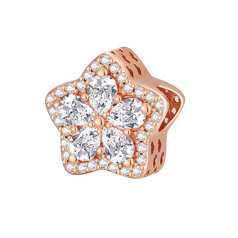 100% S925 Sterling Silver Pendant Sparkling Snowflake Rose Daisy Flower Bee Clip Charm Bead Fit Original Bracelet Jewelry