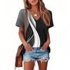 T Shirts For Women Pleated V Neck Dressy Casual Blouses Printing Short Sleeve Summer Tops Loose Fit
