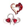Red Rhinestone Love Heart Brooches For Women Men Classic Valentine 'S Day Party Casual Brooch Pin Clothes Clips Gifts