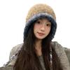 Шапка ручной работы из цветной трикотажной пряжи для женщин 2024 года, новая теплая осенне-зимняя шапка для рыбалки с небольшим краем, холодная шапка