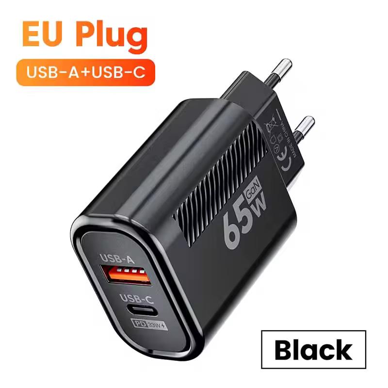 65 Вт GaN USB C быстрое зарядное устройство настенный адаптер PD 33 Вт QC3.0 для iPhone 15 14 16 Pro Max Samsung S23 Xiaomi 13 EU/US Plug дорожное зарядное устройство