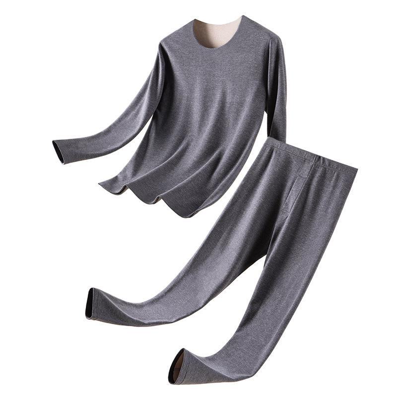 Men's Seamless Thermal Underwear Set with Anti-Static Velvet and Cashmere for Autumn/Winter