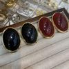 Серьги-гвоздики овальной формы с преувеличенным бордовым отливом, простые темпераментные модные серьги, женские ретро-серьги черного цвета на осень и зиму