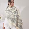Autumn and Winter Leaf Print Imitation Cashmere Scarf Female Literary and Fresh Student Commuting Thickened Warm Shawl