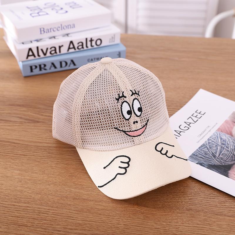 Крутая Новая Детская Летняя Милая Кепка с Лицом Смайлика Kawaii Сетчатая Бейсболка Популярная Хип-Хоп Кепка от Солнца Прямая Поставка