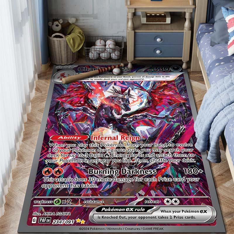 1 шт. Ковер с принтом Charizard из карт Pokémon для дома, гостиной, спальни, детской комнаты, нескользящий коврик для пола, ковер для игровой зоны, подарки