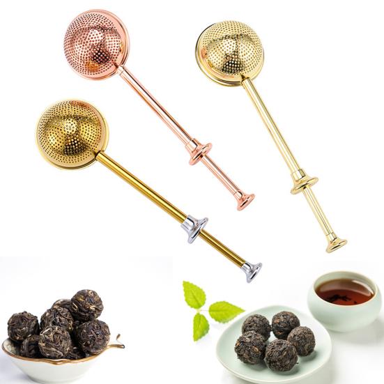 Шарик для заварки чая из нержавеющей стали, длинная ручка, мелкая сетка, сетчатый фильтр для чая, шар, пищевой металлический вкладыш, более крутые кухонные гаджеты
