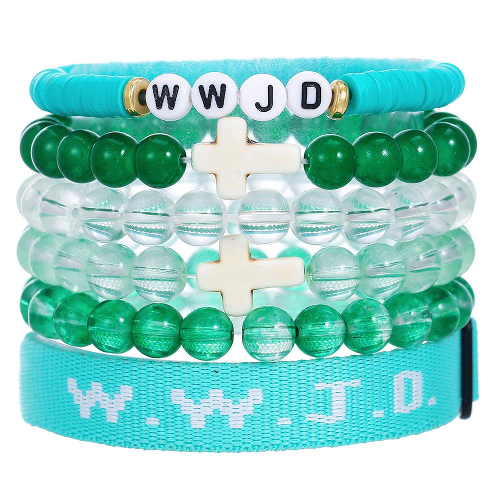 Вера Религиозный Пасхальный WWJD Для Женщин Мужчин Браслеты Иисус комплект 6шт Браслет Христианские Украшения(Случайный цвет букв)  уникальный