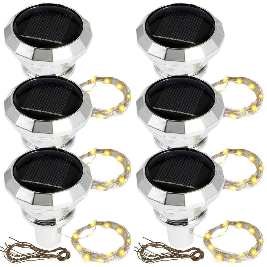 6Pcs Solar Wine Bottle Lights 2M 20 LED Copper Wire Fairy String Lights IP65 Waterproof Cork Lights for Wedding Christmas Party