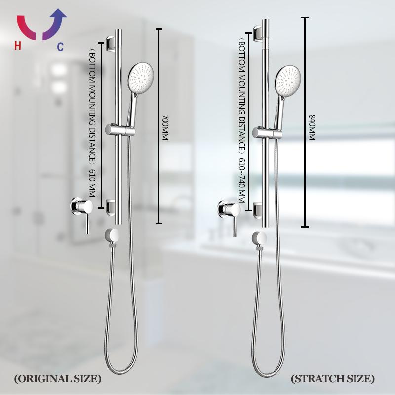 Хромированный настенный регулируемый подъемный стержень с 3-функциональным ручным душем, латунный смеситель для горячей и холодной воды, душевой комплект для ванной комнаты