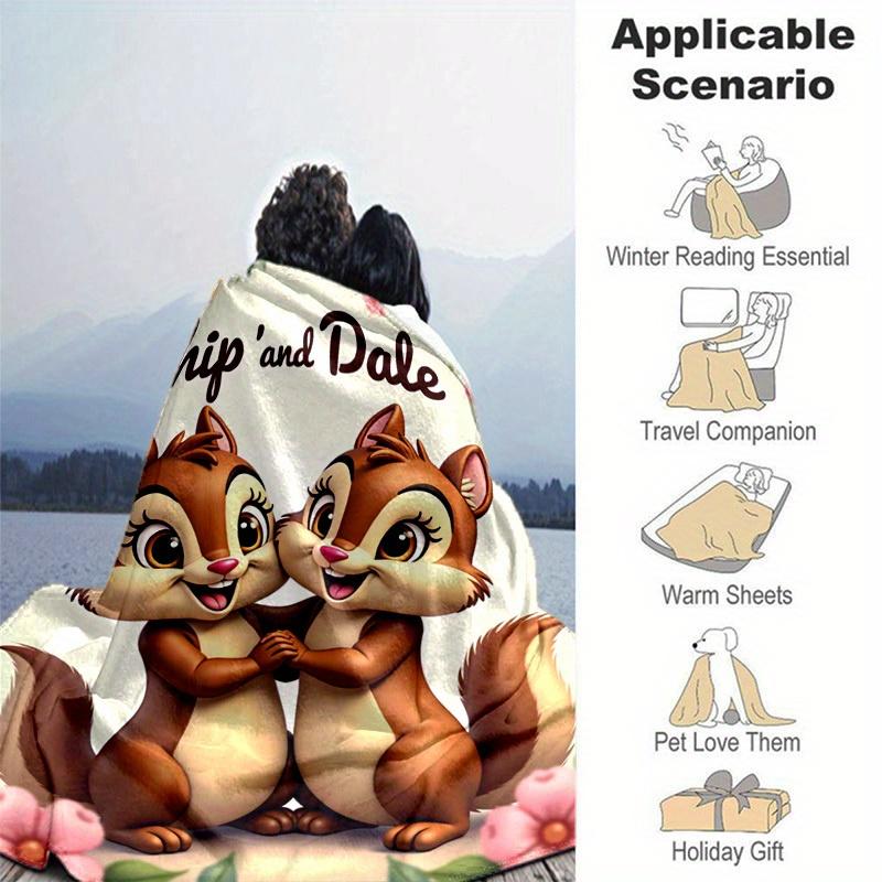 1pc, Chip 'and Dale Cartoon Blanket, Cute Cartoon Squirrel Stuffed Animal, Home Decor Gift, for Decorating Your Own Sofa and Living Room, Su