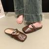 French Round Head Light Mouth Flat Bottom Cool Slippers Mary Jane Shoes Women's 2025 Summer Versatile Shoes Comfortable
