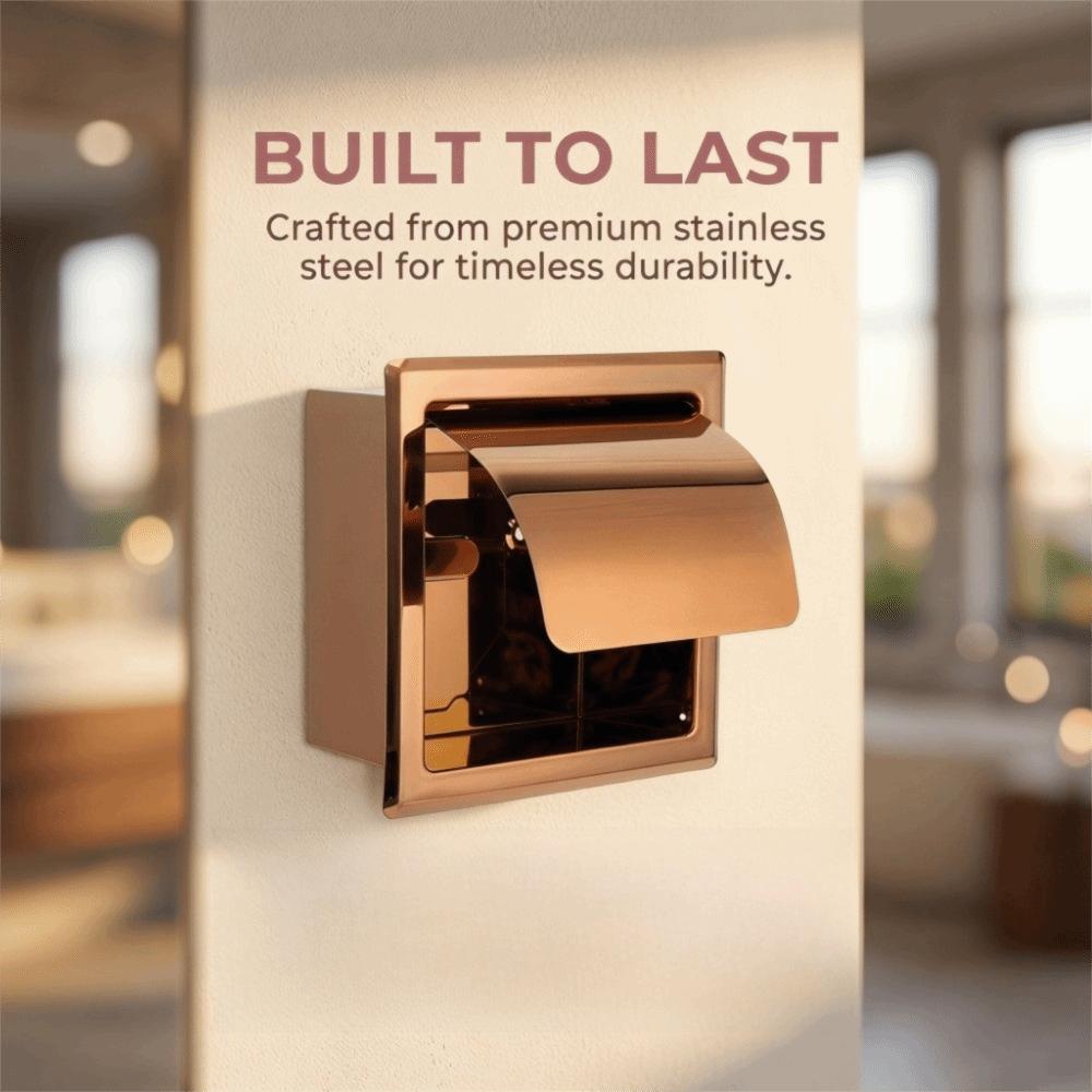 Stainless Steel Paper Towel Holder Rose Gold Toilet Paper Dispenser Bathroom Kitchen Washroom