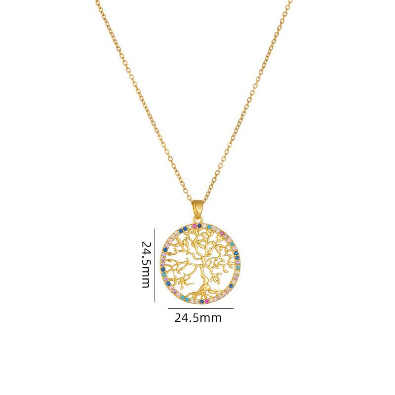 Hot Sell Zircon Lucky Tree Pendant Necklace Stainless Steel Light Luxury Plant Choker Jewelry Birthday Gifts For Women Girls