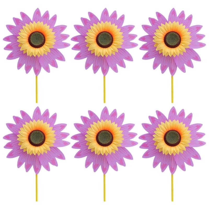 Winds Spinners for Lawns Patio Colorful Sunflower Pinwheel Toy Windmill Bulk 6pcs Party School Event Garden Lawns Pinwheels