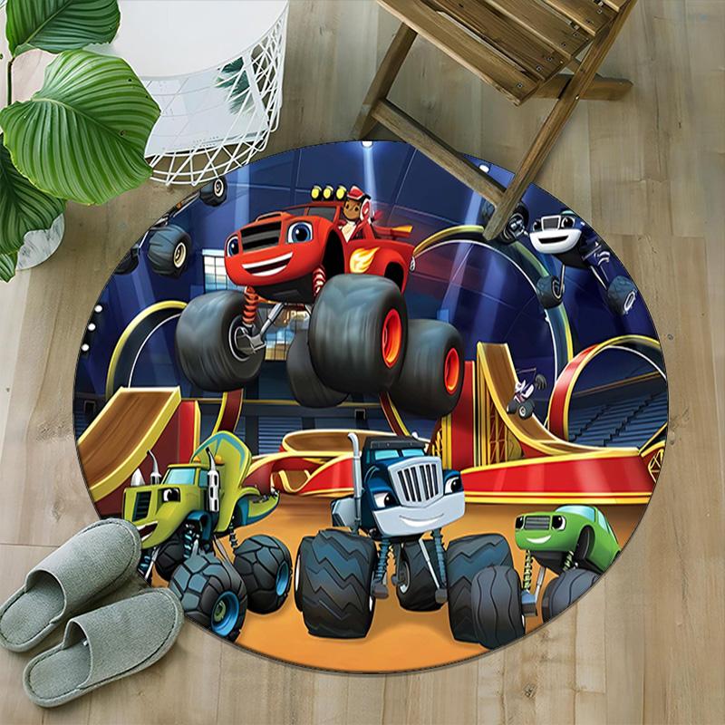 1pc Blaze and the Monster Machines Print Round Carpet Chair Round Carpet Suitable for Bedroom Living Room Home Decorative Carpet