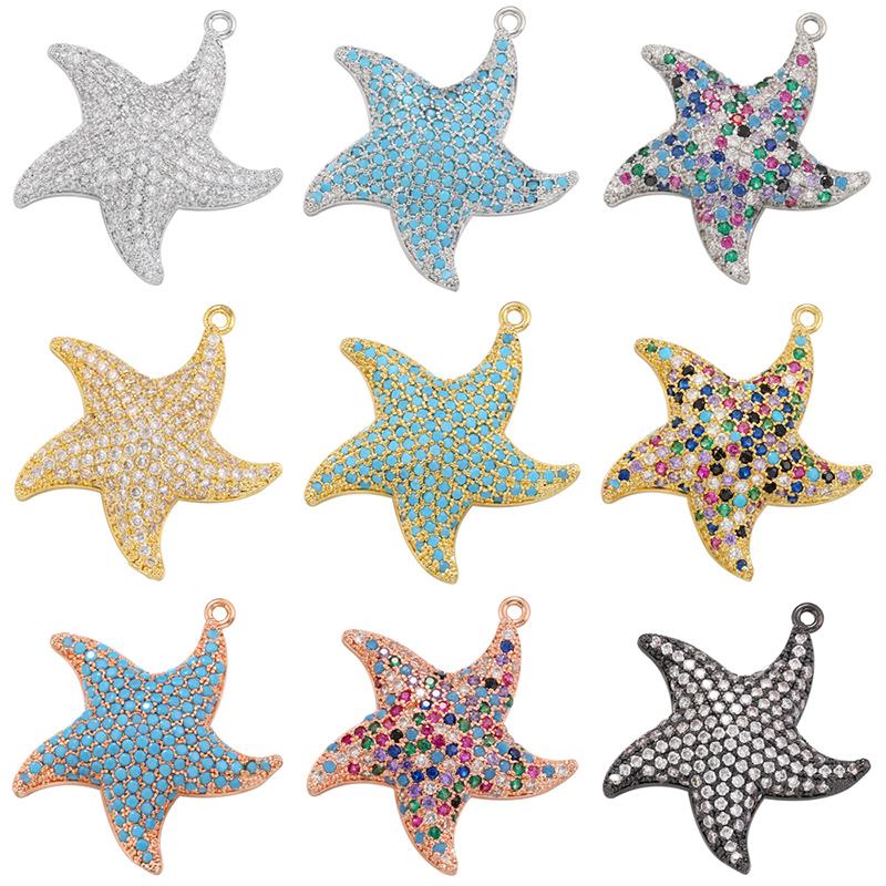 ZHUKOU starfish charms for jewelry making Cubic zirconia pendants for DIY necklaces Jewelry accessories bulk VD1248