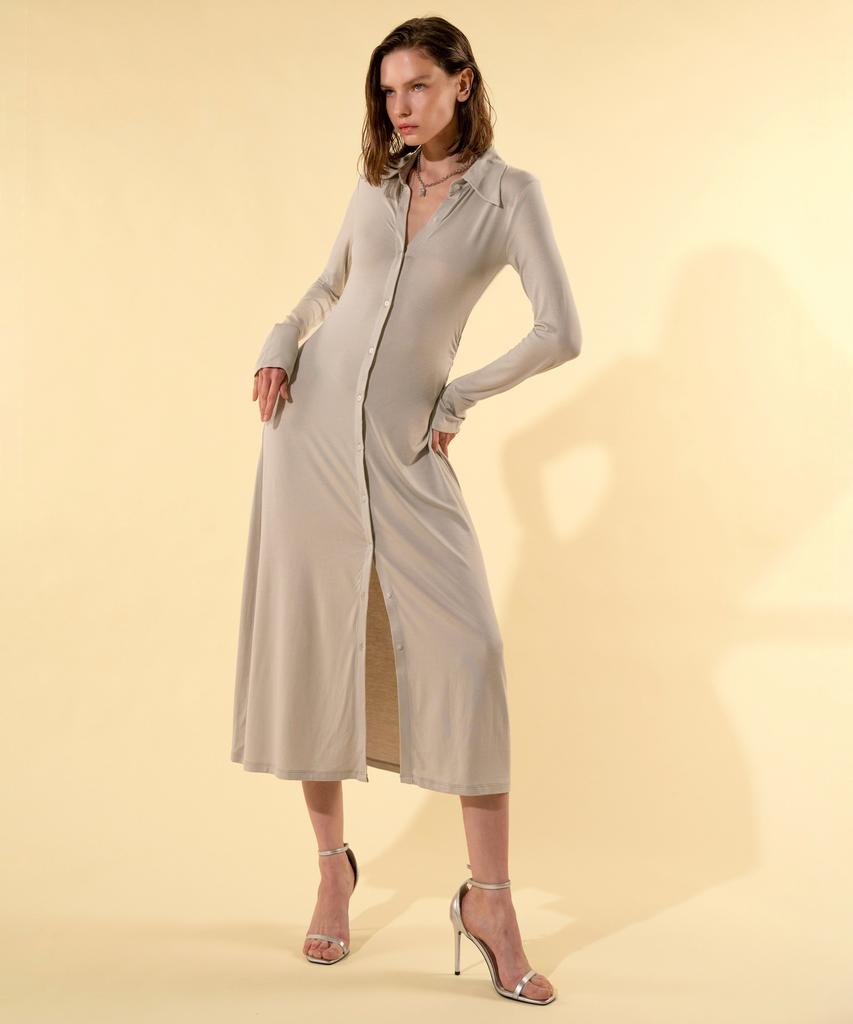 Retour Deux Vingt Quatre Dani Button-Up Midi Dress (Dusty Green)