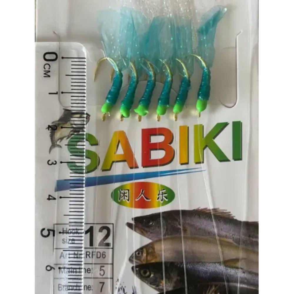 Lures Sabiki Sea Fishing Rigs Golden Golden Tied Hooks Green Rubber Lures  Sea Fishing