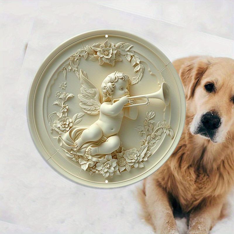 Деревянная табличка «Ангел-херувим», настенное искусство, декоративная круглая рельефная табличка 2D, печать HD, для улицы, для помещений, таверны, простая и стильная подвеска на дверь туалета