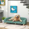 Large Dog Sofa with Raised Legs and Removable Cushion, 98x67x25 cm, Light Green