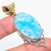 Natural Republic Larimar Gemstone 925 Solid Sterling Silver Pendant 2.50" k4R60
