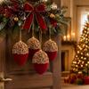 4pcs Gold Sequins Christmas Tree Decor Acorn Shape Hanging Pendant Christmas Ball Ornament  New Year