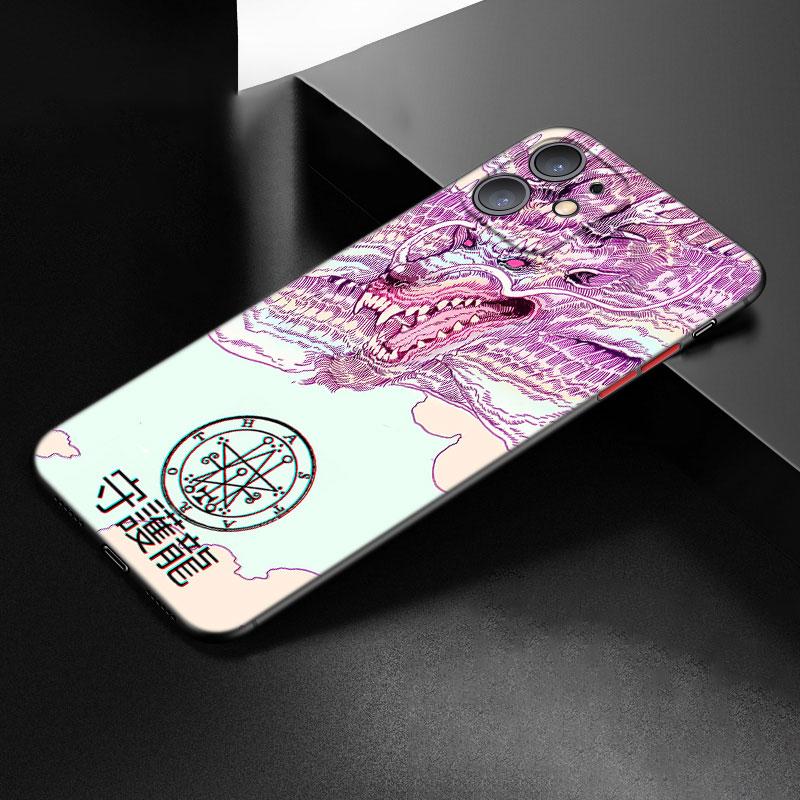 Japanese Wave Anime Dragon Phone Case For Apple iPhone 12 13 Mini 11 Pro Max XR X XS MAX 8 7 6S 6 Plus SE 5S 5 2020 Black Cover