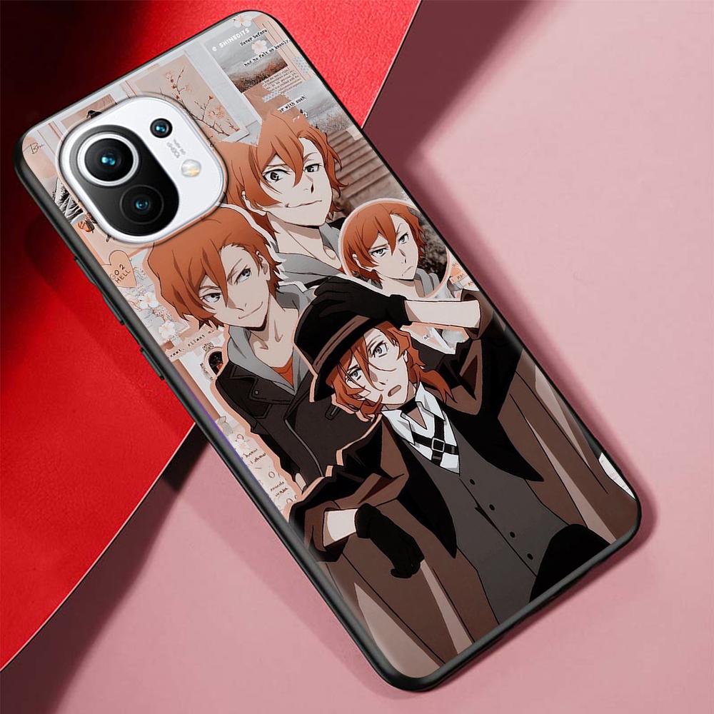 Japan Anime Bungou Stray Dogs Case for Xiaomi Mi 11 Ultra 11T 10T 9T Pro Note 10 A2 9 8 Lite A3 CC9E 10S Black Soft Phone Cover