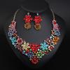 Цветочные стразы свадебное платье ожерелье серьги комплект женские модные аксессуары
