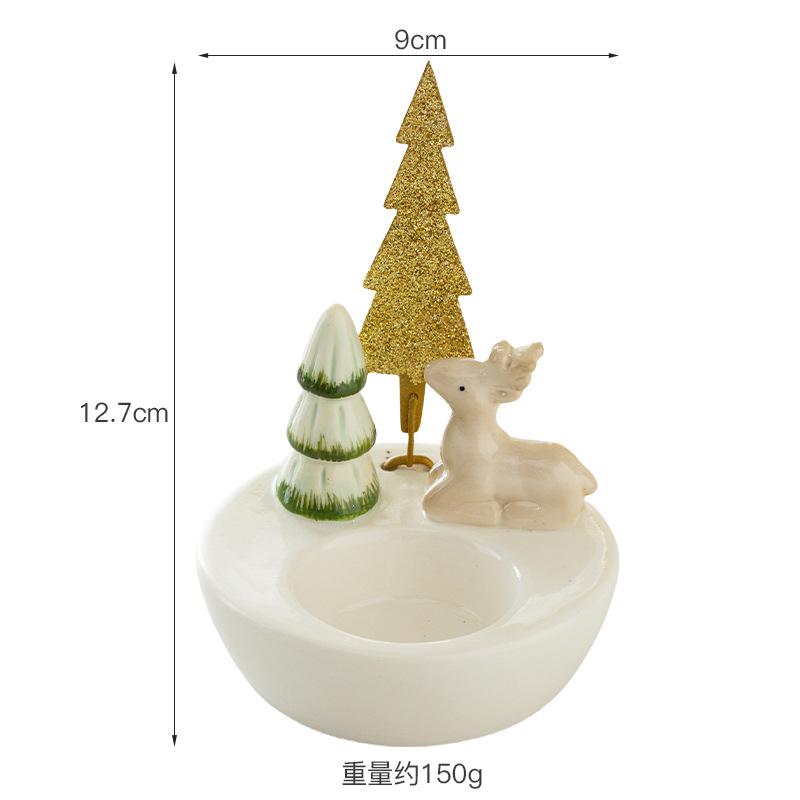 Elegant Christmas Candle Holder for Home Decor Ceramic Santa Claus Tealight Candles Holder for Christmas Table Centerpiece