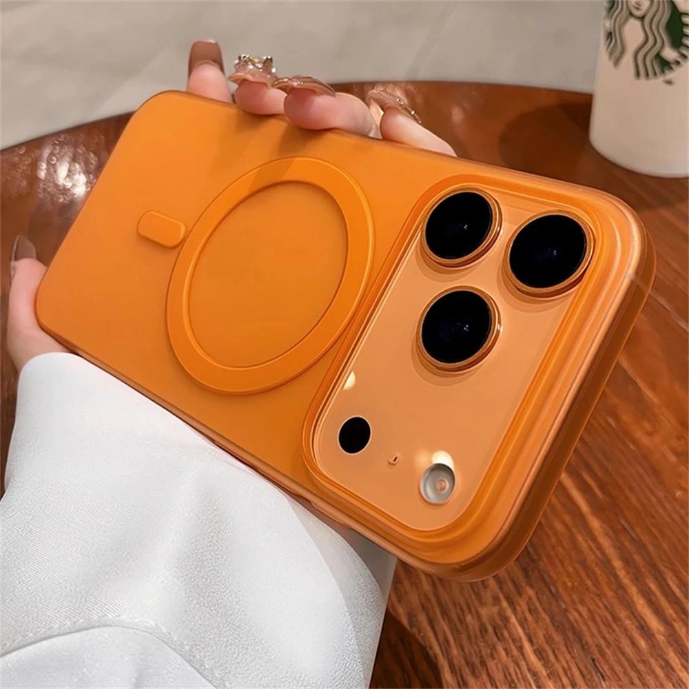 Luxury For Magsafe Wireless Charge Matte Phone Case For iPhone 17 Air 16 15 Pro Max Plus Magnetic Soft Bumper Transparent Cover