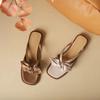 Летние женские тапочки Элегантные уличные Универсальные женские Удобная обувь С открытым носком Бант Женские Повседневные Плоские тапочки Мюли
