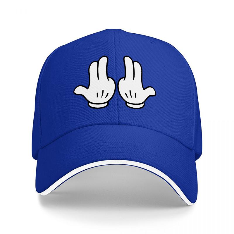 Mickey Mouse Hands Logo Black Baseball Cap Classic Design Adjustable Fit Unisex Streetwear Style Fashion Accessory
