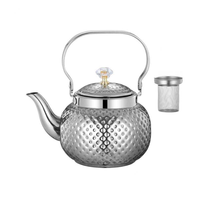Stainsless Steels Teas Pots with Infuser Water Kettles Round Coffee Teas Pots Stovetop Kettles for Loose and Teas Bag