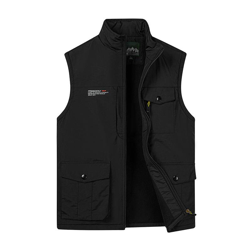 Men's Autumn and Winter Warm Vest Multi-pocket Fishing Outdoor Waterproof and Windproof Vest Multi-functional Silhouette Vest