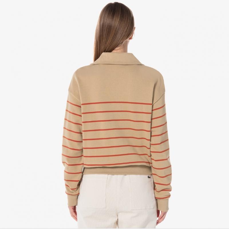 Lacoste Женская футболка с застежкой-молнией на половину длины [красная]