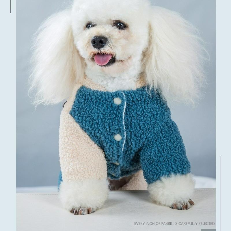 Зимняя одежда, бархатные теплые сиамские пижамы для домашних животных, бархатная одежда для четвероногих собак, хлопковое пальто для щенков, одежда