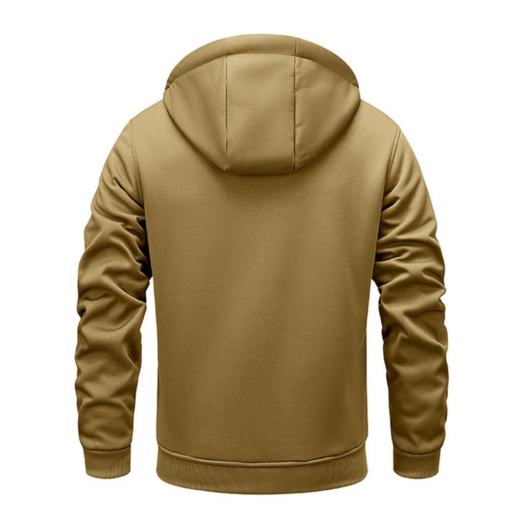 Lamb Fleece Men's Hoodie With Thickened Fleece Winter, Hooded Sportswear, Casual Cardigan, And Warm Jacket