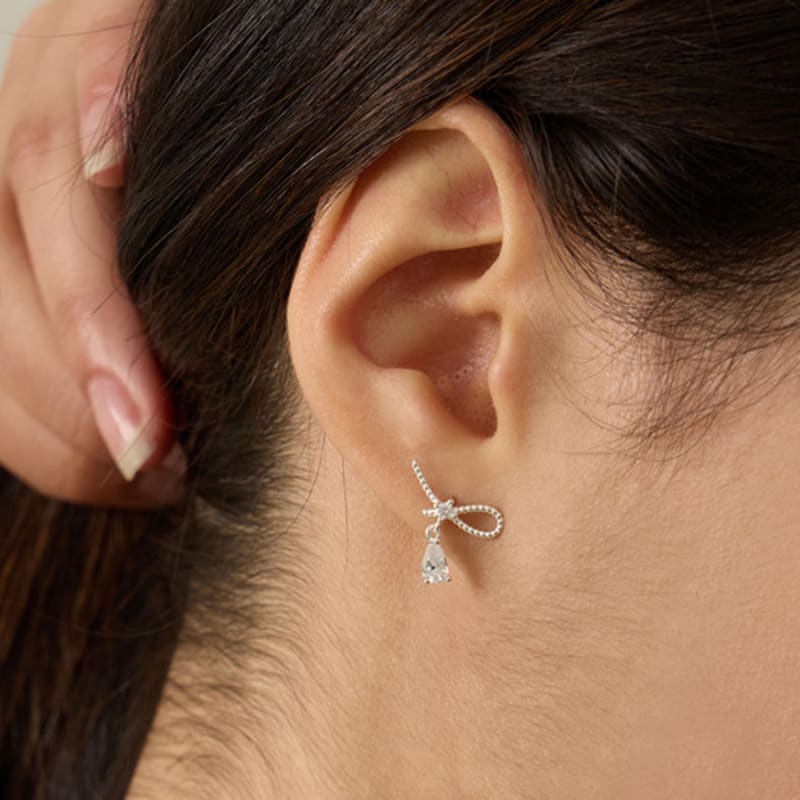 eenie beenie ribbon drop silver earrings ENJ24EW002