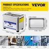 0.8L Ultrasonic Cleaners Digital Heater Timer for Cleaning Jewelry Cleaning Eyeglass 35W Stainless steel for Commercial Personal Home Use
