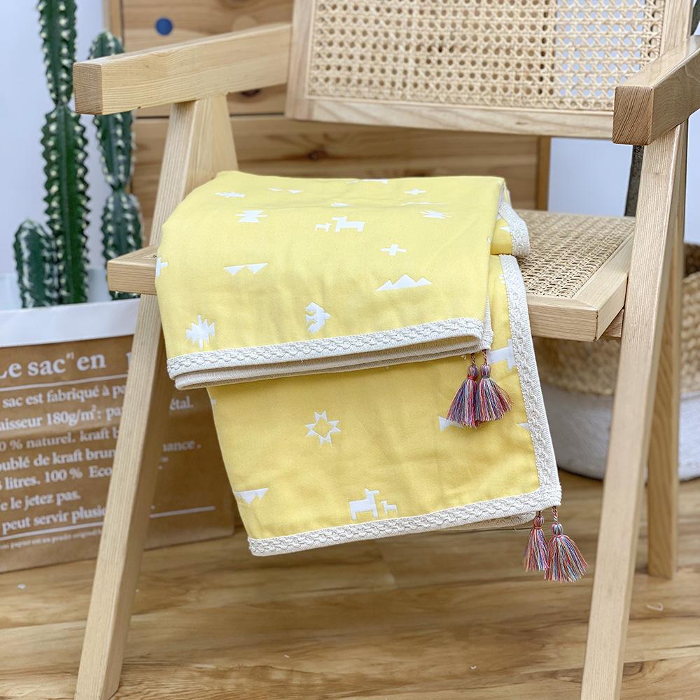 Оригинальное 6-слойное марлевое одеяло с кисточками из разноцветного креста и магии индейцев