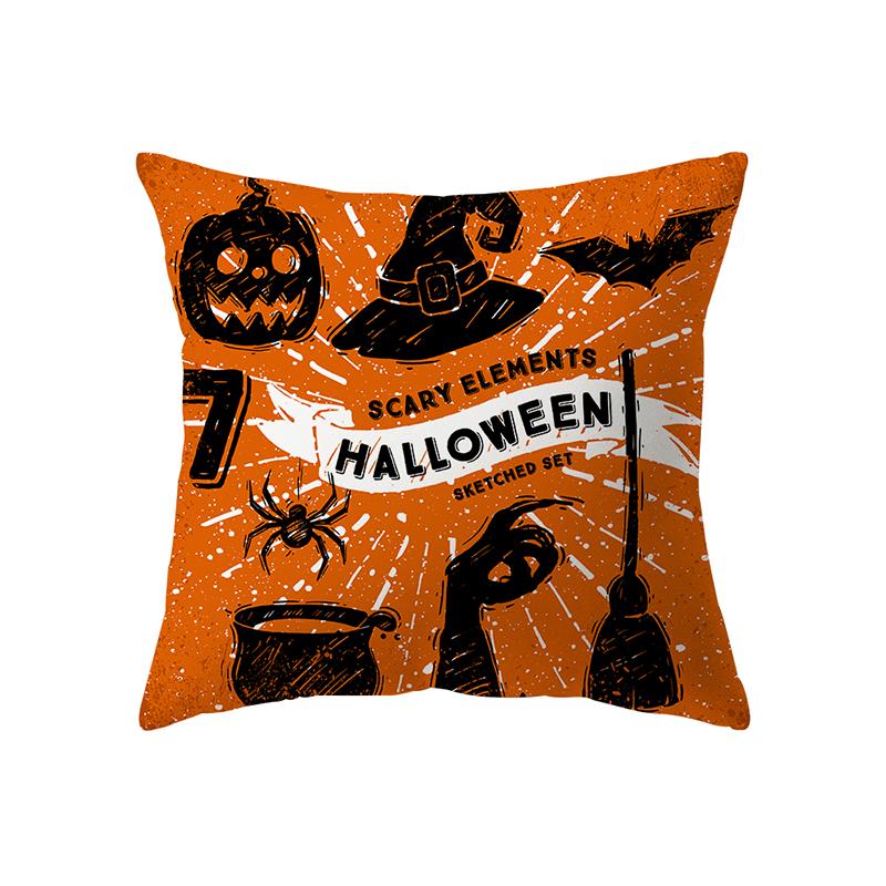Happy Halloween Horror Pumpkin Spider Print Pattern Cushion Cover Home Living Room Sofa Decoration Square Pillow Pillow Cover