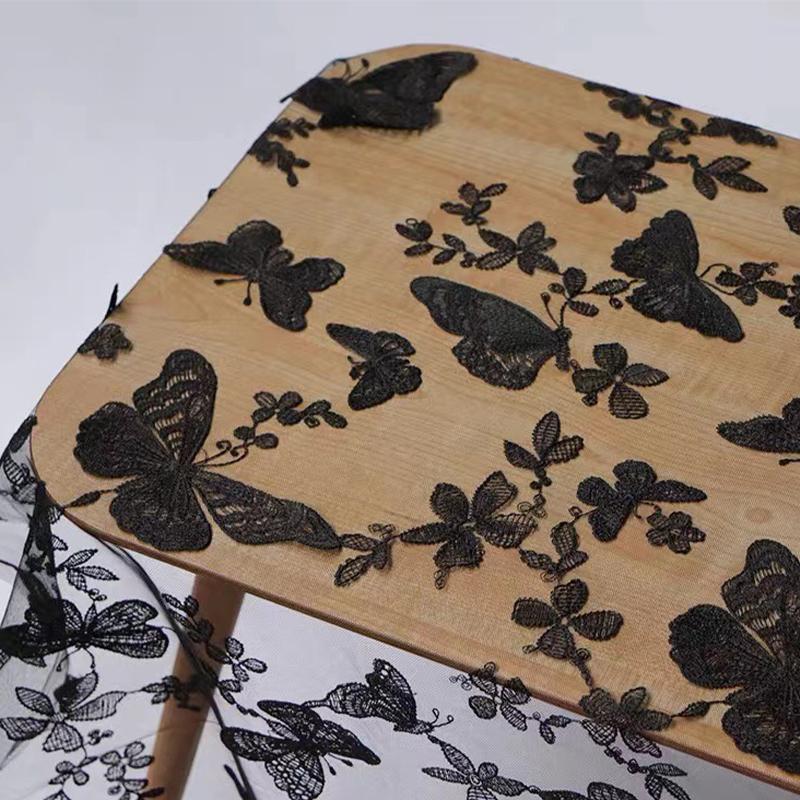 2/4/6 ярдов вышитая кружевная ткань 3D аппликация бабочка кружево сетка вышивка пряжа ткань для самостоятельного шитья вуаль занавес платье