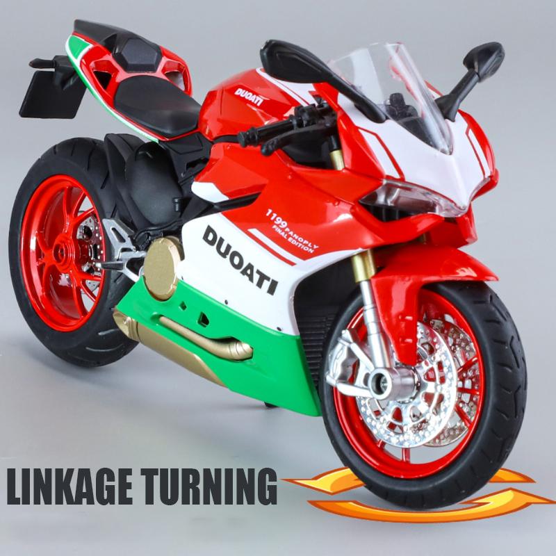 1/12 Ducati 1199 Panigale Собранная версия Модель мотоцикла Игрушечная коллекция транспортных средств Амортизатор Внедорожный автомобиль Игрушка
