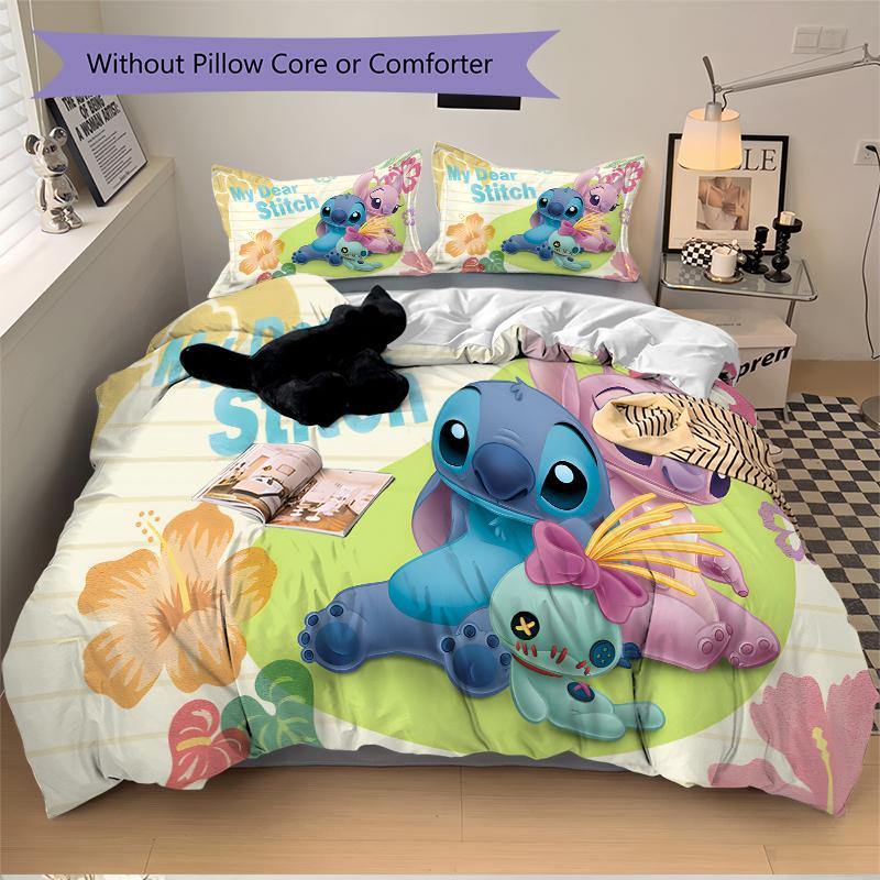 3Pcs Stitch Angel Friendship Bedding Sets For All Sizes New 3D Printed Bed Cover Comforter Duvet Cover Pillowcase Bedroom Decoration