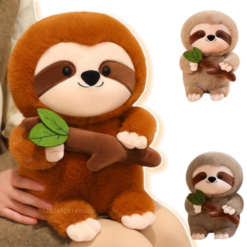 Hot Newest Sloth Doll Holding Leaves Kawaii Plush Toy Figure Cartoon Anime Cute Gift Doll for Friends Birthday Holiday Gift Doll